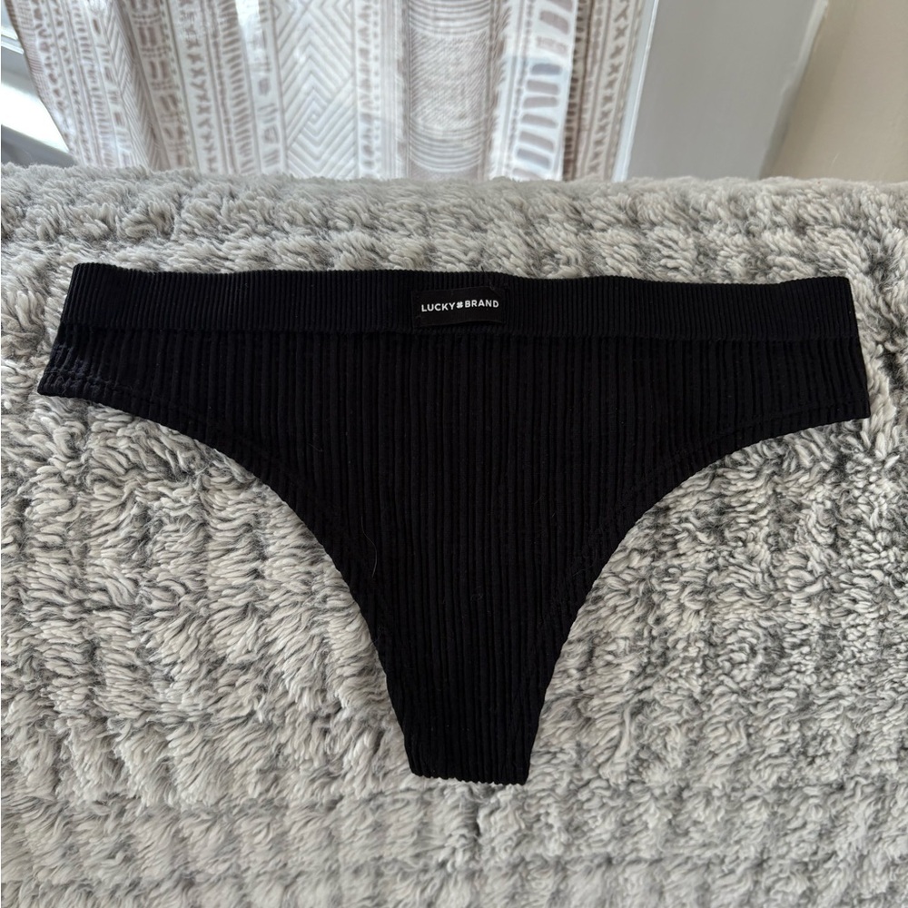 Lucky Brand Ribbed Black Thong